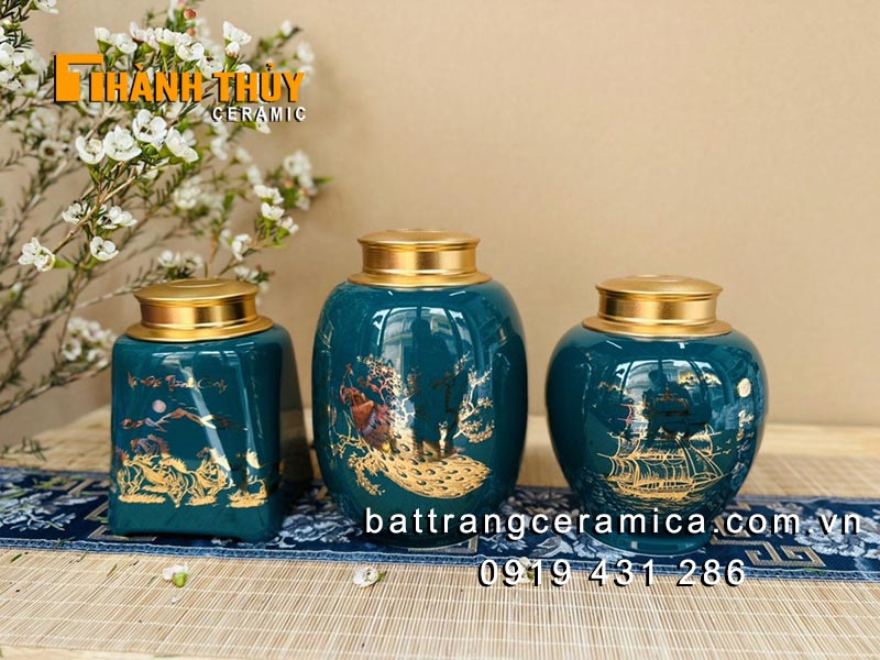 Hũ đựng trà sứ Bát Tràng cao cấp in logo quà tặng ý nghĩa Hũ đựng trà sứ Bát Tràng cao cấp in logo quà tặng ý nghĩa