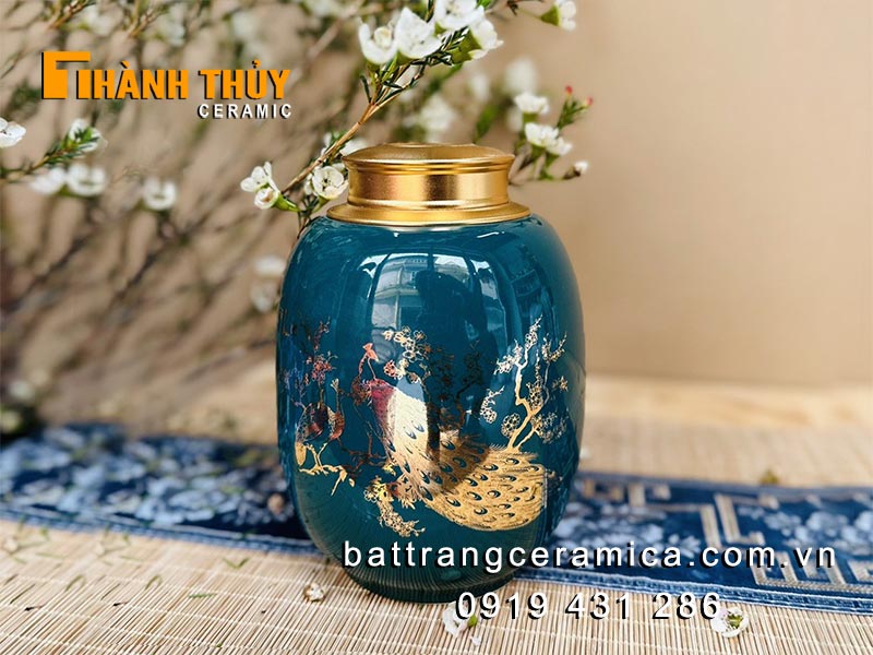 Hũ đựng trà sứ Bát Tràng cao cấp in logo quà tặng ý nghĩa Hũ đựng trà sứ Bát Tràng cao cấp in logo quà tặng ý nghĩa