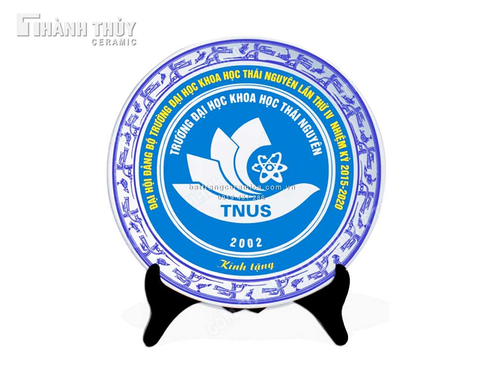 Đĩa gốm sứ in logo quà tặng doanh nghiệp độc đáo gốm Bát Tràng