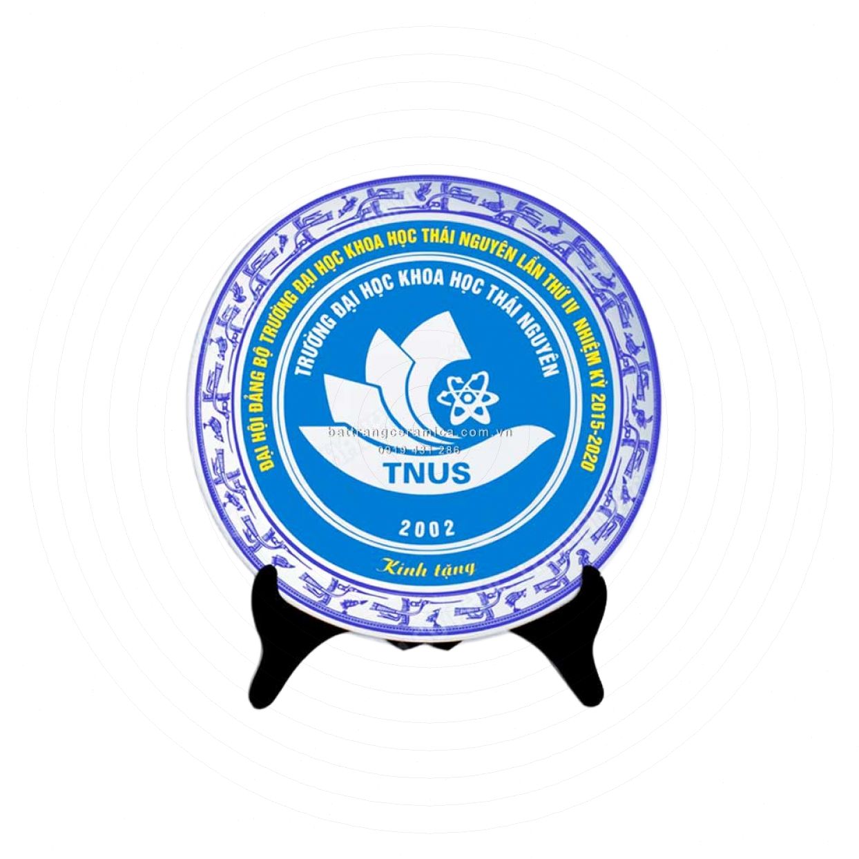 Đĩa gốm sứ in logo quà tặng doanh nghiệp độc đáo gốm Bát Tràng 