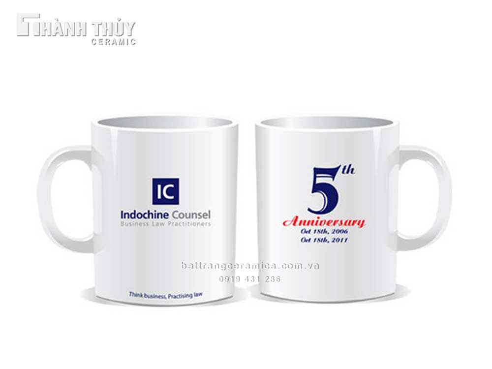 Quà tặng gốm sứ cao cấp Cốc quai C in logo uy tín tặng doanh nghiệp 