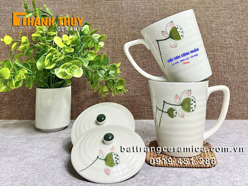 Quà tặng cốc đài sen Bát Tràng in logo sang trọng, bền đẹp