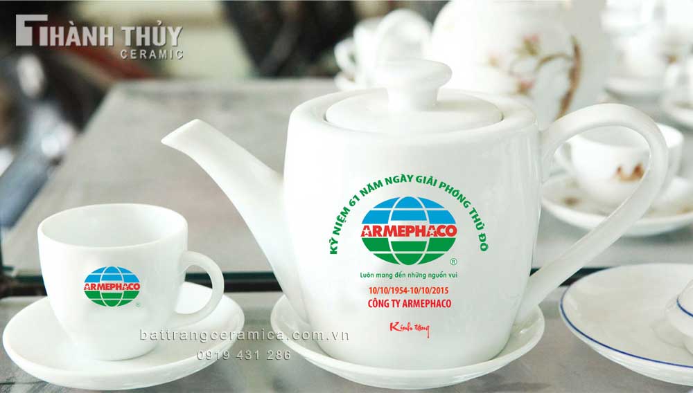 Quà tặng gốm sứ 12 ấm chén in logo cao cấp quà doanh nghiệp 