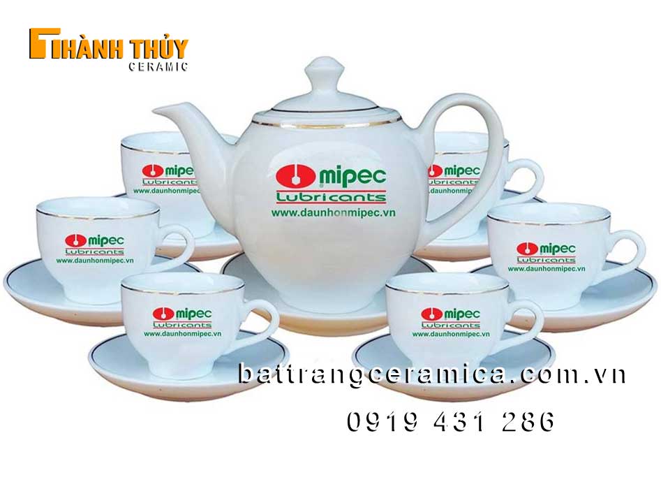 Ấm chén gốm sứ Bát Tràng in logo quà tặng doanh nghiệp cao cấp Ấm chén gốm sứ Bát Tràng in logo quà tặng doanh nghiệp cao cấp