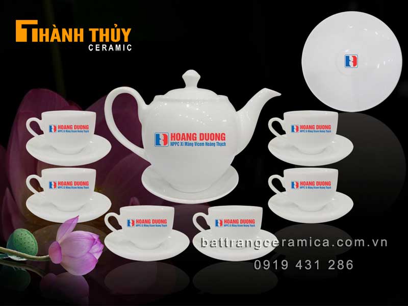 Quà tết nhân viên bộ ấm chén in logo cao cấp sang trọng