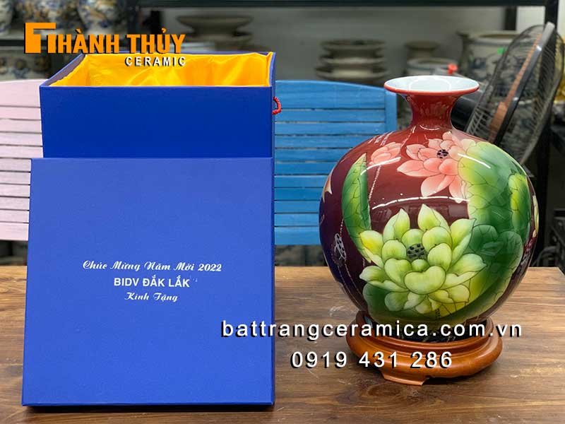 Quà tết doanh nghiệp bình hút tài lộc vàng 24k sang trọng tiện ích