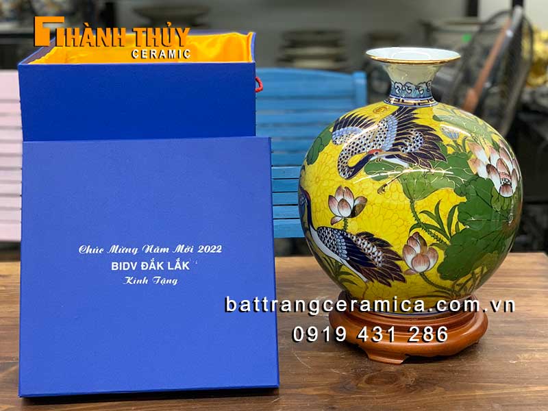 Quà Tết Doanh Nghiệp Bình Hút Lộc Vẽ Vàng 24k Sang Trọng Độc Đáo 