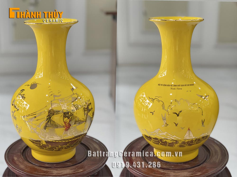 Bình hoa vẽ vàng quà tặng sang trọng cao cấp doanh nghiệp 24k 