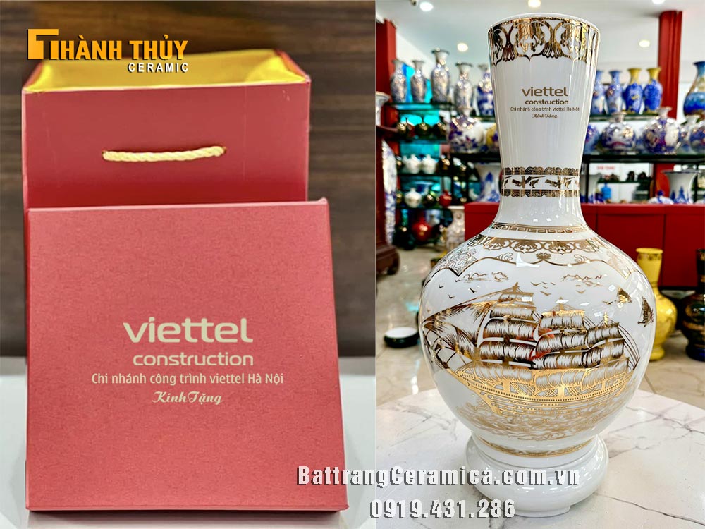 Bình trang trí 24k sang trọng quà tặng đại hội ý nghĩa 