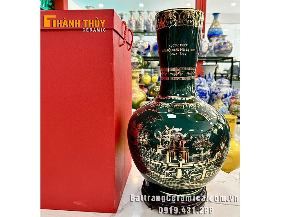Bình trang trí cao cấp quà tết doanh nghiệp lộc bình in logo sang trọng