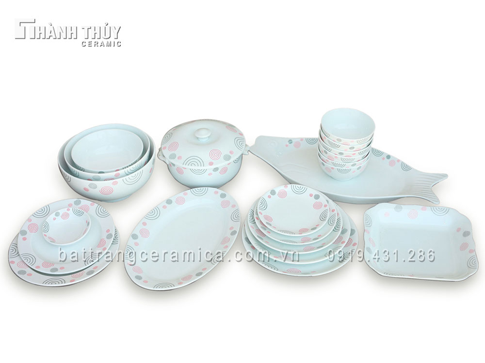 Bộ đồ ăn xoắn ốc Bát Tràng cao cấp sang trọng đẹp mê