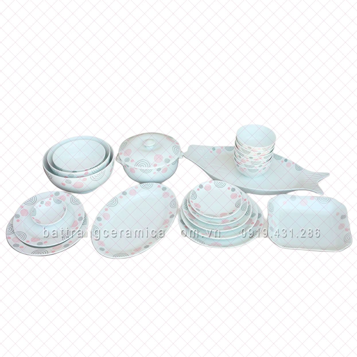 Bộ đồ ăn xoắn ốc Bát Tràng cao cấp sang trọng đẹp mê 