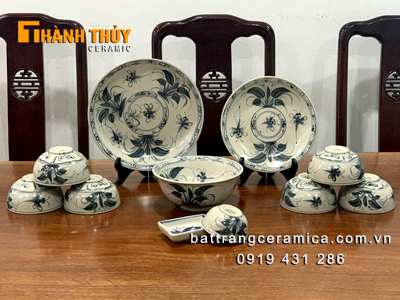 Bộ bát đĩa Bèo Chuồn giả cổ sang trọng mua ngay giá tốt 