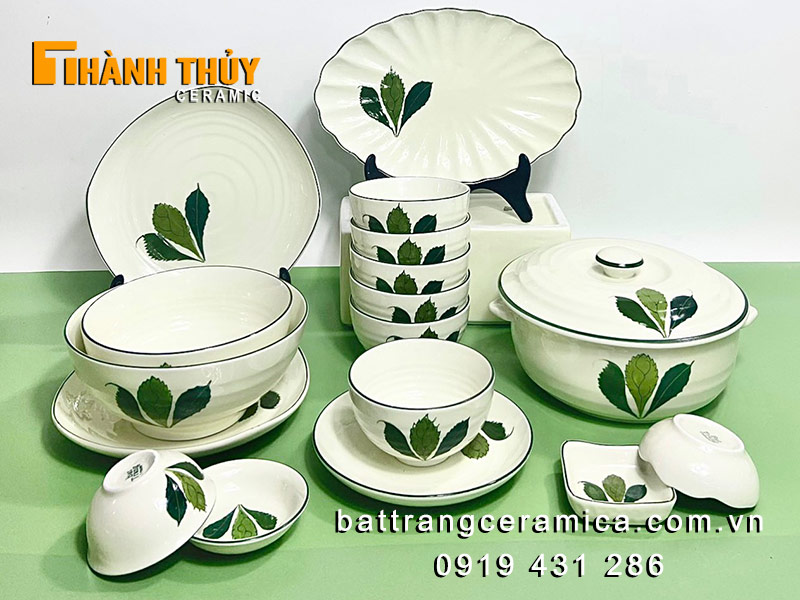 Bộ bát đĩa Bát Tràng cao cấp men kem bền đẹp an toàn Bộ bát đĩa Bát Tràng cao cấp men kem bền đẹp an toàn