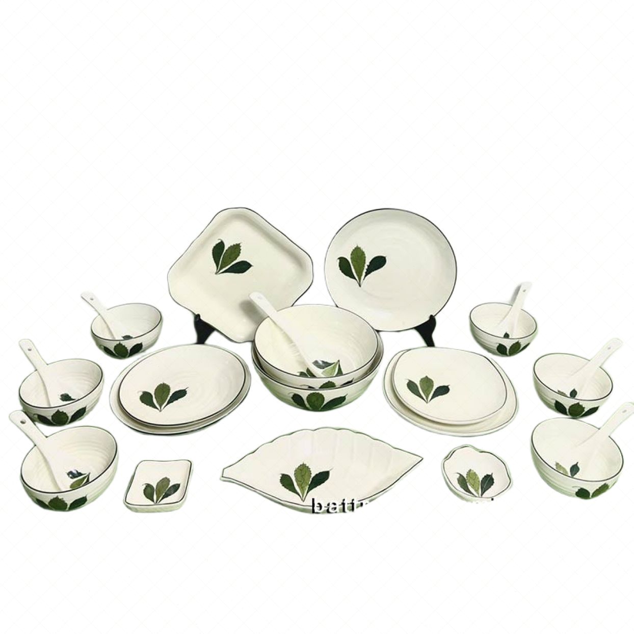 Bộ bát đĩa men xanh lá Ngò Gai cao cấp Bát Tràng giá tốt 