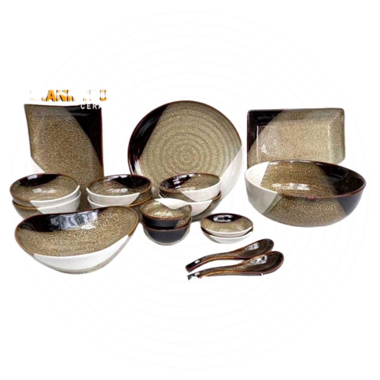 Bát đĩa nhà hàng Bát Tràng men gấm 3 màu cao cấp giá tốt 