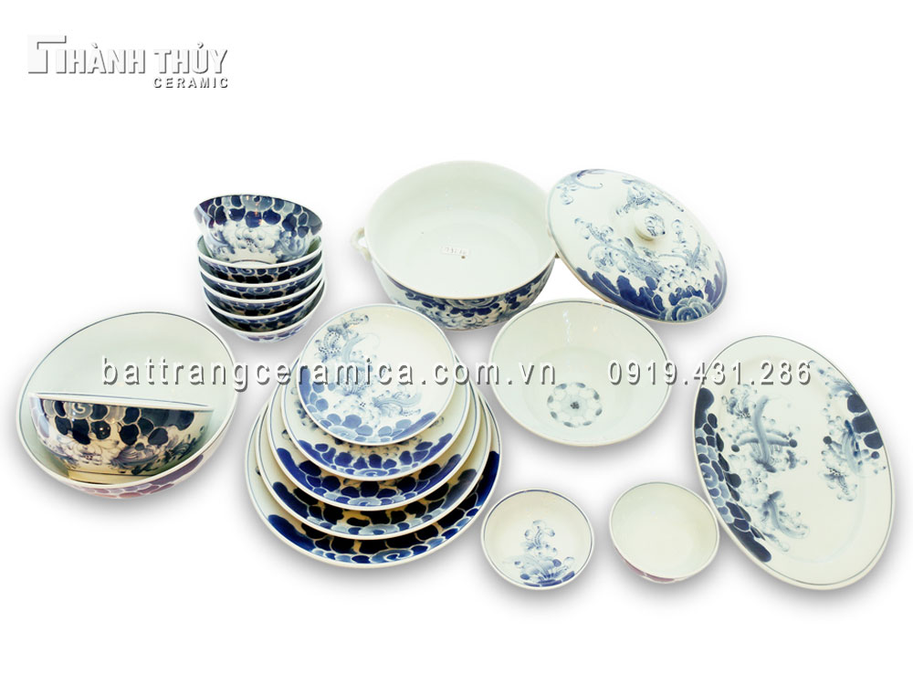 Bộ đồ ăn vẽ Sen men tràm cổ Bát Tràng sang trọng đẹp mắt tiện lợi Bộ đồ ăn vẽ Sen men tràm cổ Bát Tràng sang trọng đẹp mắt tiện lợi