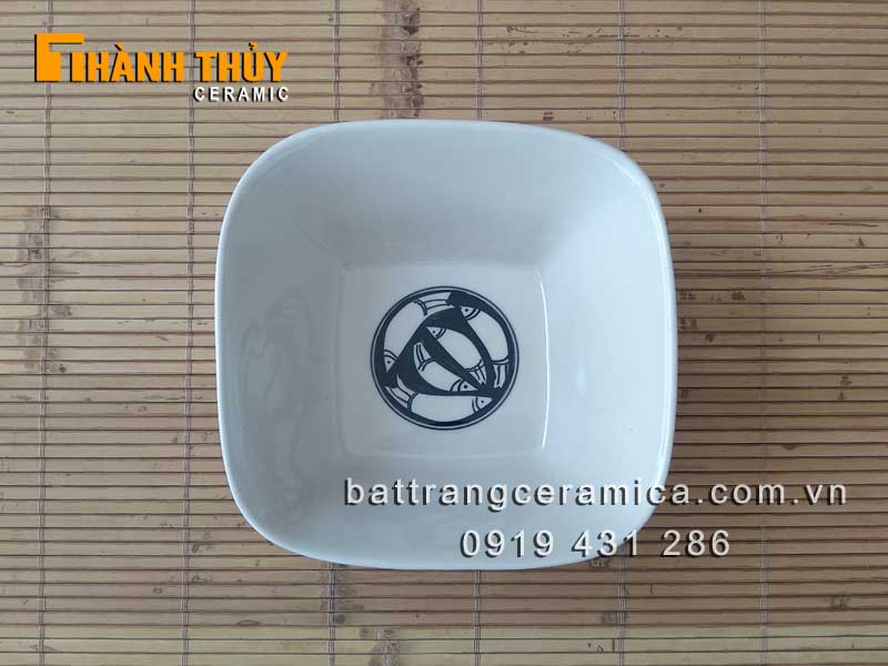 Tô sứ vuông cá đàn 14,5 cm đẹp bát tô Bát Tràng giá tốt Tô sứ vuông cá đàn 14,5 cm đẹp bát tô Bát Tràng giá tốt
