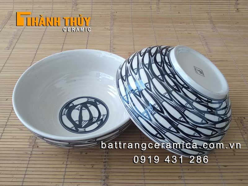 Tô sứ vẽ cá đàn phi 19 cm bát tô đẹp bền giá tốt