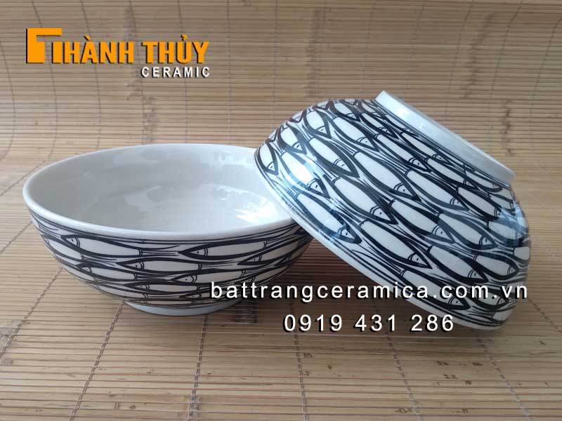 Tô sứ vẽ cá đàn phi 19 cm bát tô đẹp bền giá tốt