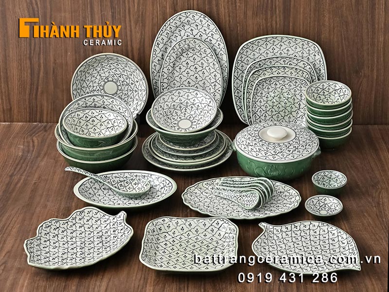 Bộ bát đĩa bèo xanh ngọc 39 món cao cấp an toàn giá tốt 