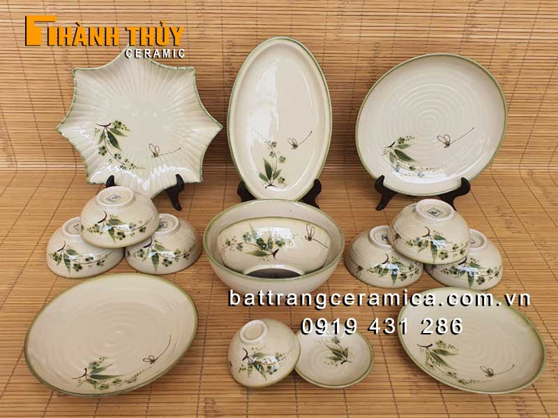 Bộ bát đĩa Bát Tràng 15 món gốm sứ cao cấp an toàn cho sức khỏe
