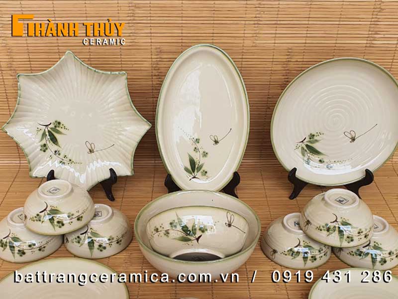 Bộ bát đĩa Bát Tràng 15 món gốm sứ cao cấp an toàn cho sức khỏe