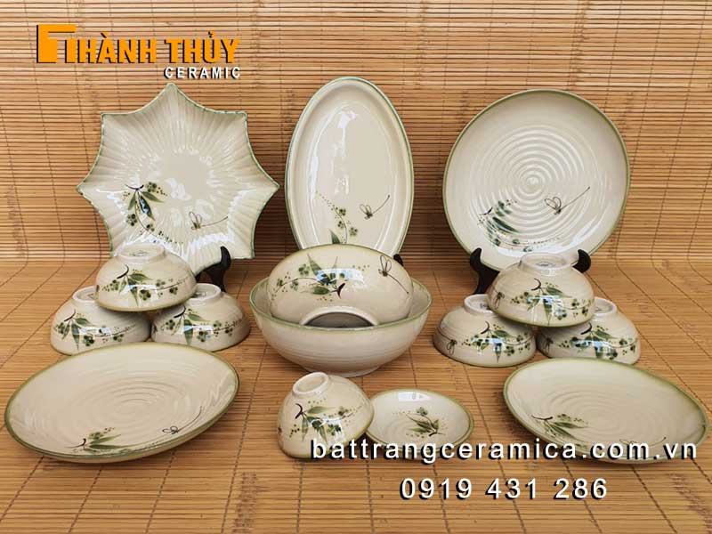 Bộ bát đĩa Bát Tràng 15 món gốm sứ cao cấp an toàn cho sức khỏe