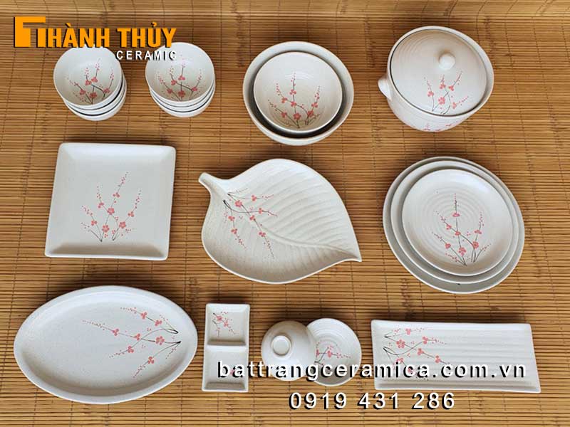 Bộ bát đĩa Bát Tràng men gấm cao cấp set 19 món đẹp an toàn 