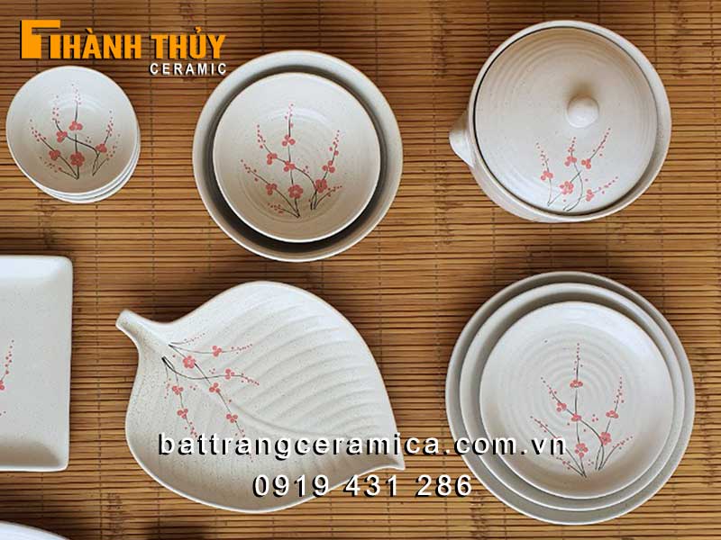 Bộ bát đĩa Bát Tràng men gấm cao cấp set 19 món đẹp an toàn