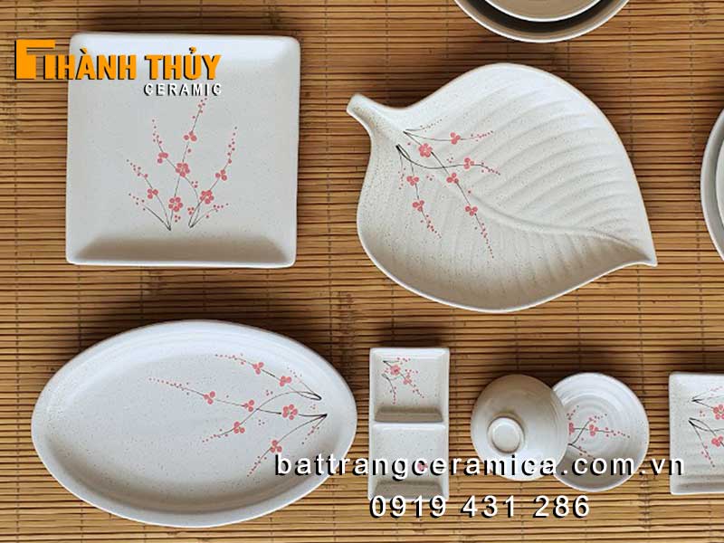 Bộ bát đĩa Bát Tràng men gấm cao cấp set 19 món đẹp an toàn