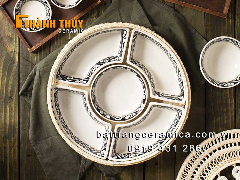 Khay đựng bánh kẹo Bát Tràng sang trọng an toàn cho gia đình