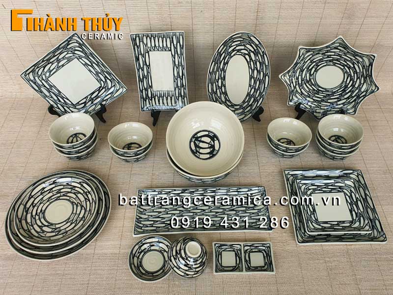 Bộ bát đĩa Bát Tràng cao cấp 25 món đẹp sang an toàn