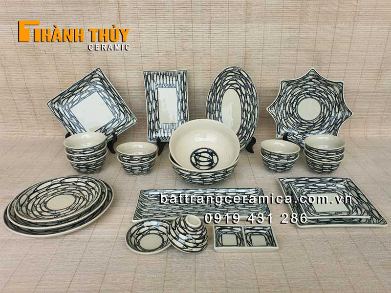 Bộ bát đĩa Bát Tràng cao cấp 25 món đẹp sang an toàn