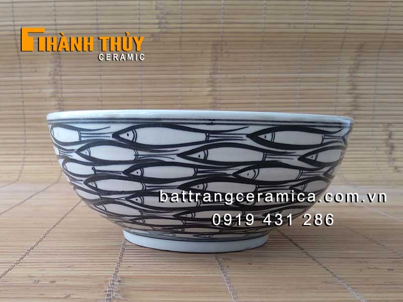 Bộ bát đĩa Bát Tràng cá đàn 18 món gốm sứ cao cấp sang trọng