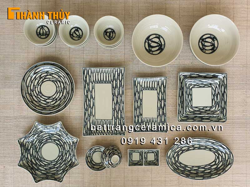 Bộ đồ ăn cá đàn Bát Tràng 23 món sang trọng giá tốt 