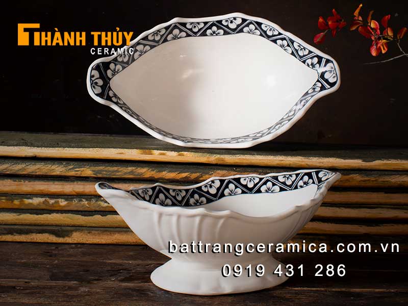 Đĩa bày gà cúng bàn thờ viền đẹp sứ Bát Tràng an toàn 