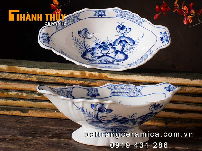 Đĩa bày gà thắp hương hoa sen sang trọng cao cấp Bát Tràng 
