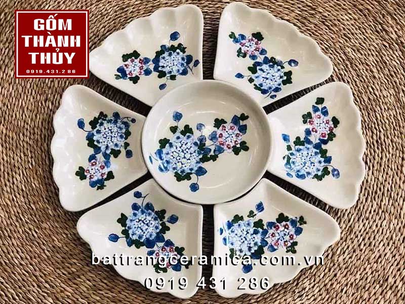 Bộ bát đĩa hoa cẩm tú cầu Bát Tràng sứ cao cấp giá tốt Bộ bát đĩa hoa cẩm tú cầu Bát Tràng sứ cao cấp giá tốt