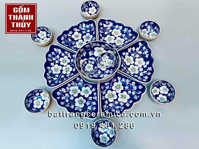 Bộ bát đĩa hoa mặt trời Bát Tràng gốm sứ cao cấp giá tốt Bộ bát đĩa hoa mặt trời Bát Tràng gốm sứ cao cấp giá tốt
