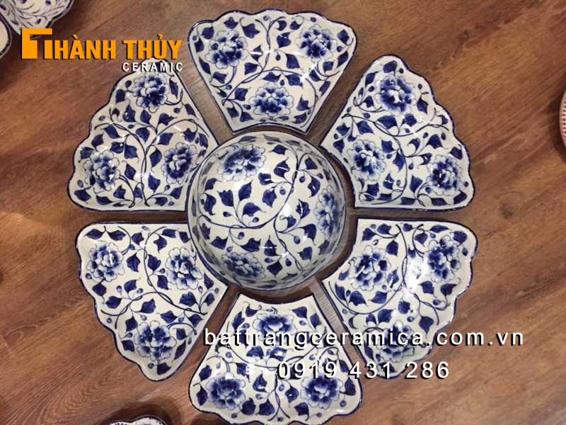 Bộ đồ ăn hoa mặt trời 7 món thủ công cao cấp nghệ thuật 