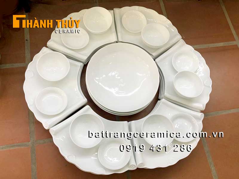 Set bộ đồ mâm cỗ trắng cuốn thư tinh tế an toàn quà tặng gia đình