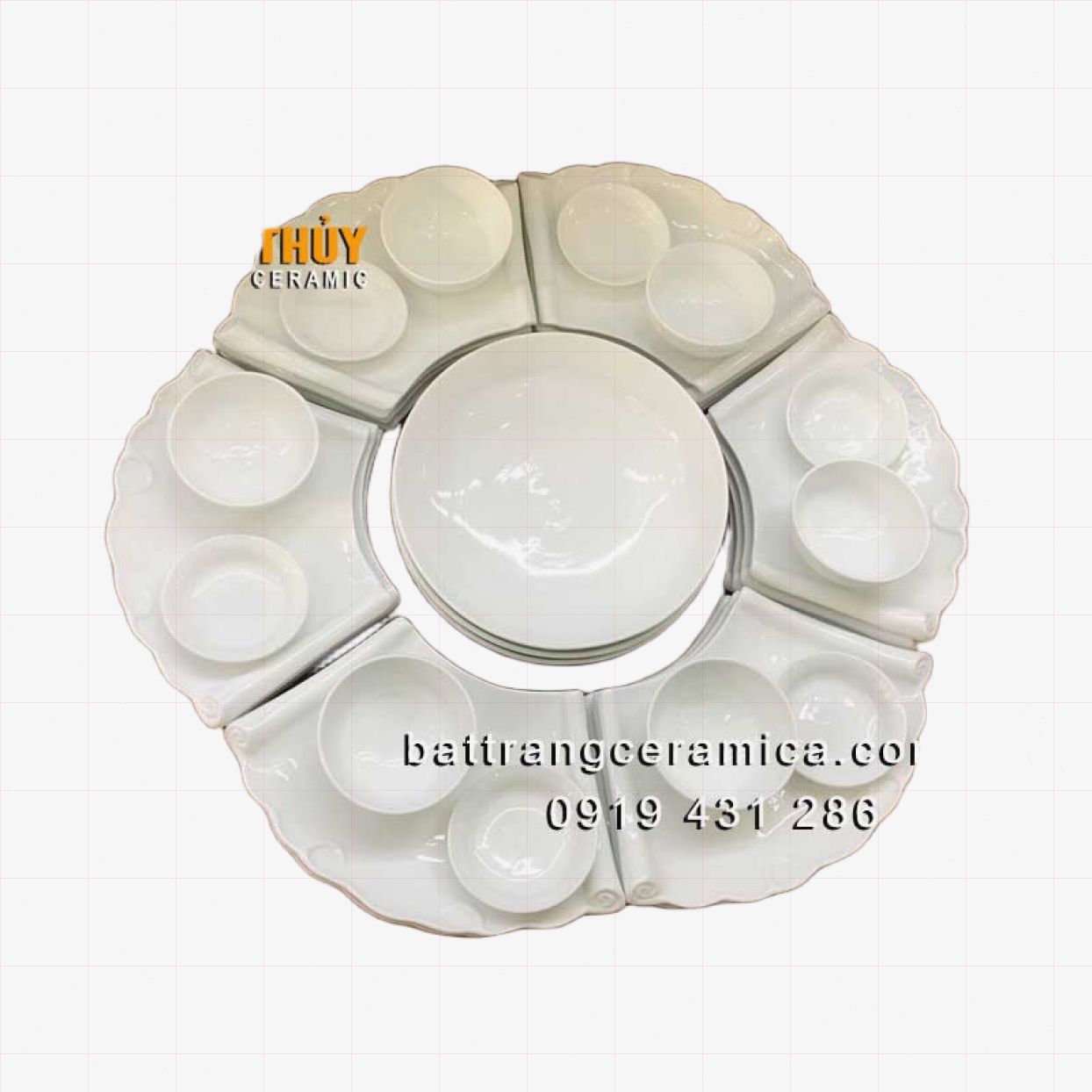 Set bộ đồ mâm cỗ trắng cuốn thư tinh tế an toàn quà tặng gia đình 