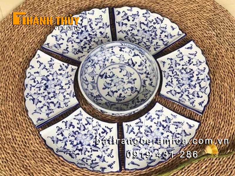 Bộ đồ ăn Bát Tràng 7 món hoa xinh, sang trọng giá tốt