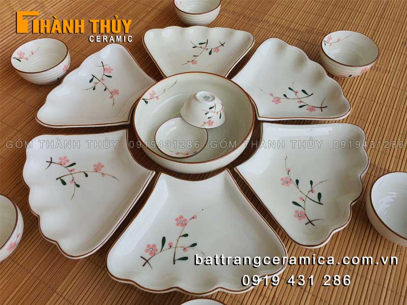 Bộ bát đĩa hoa mặt trời Đào hồng sang trọng giá tốt