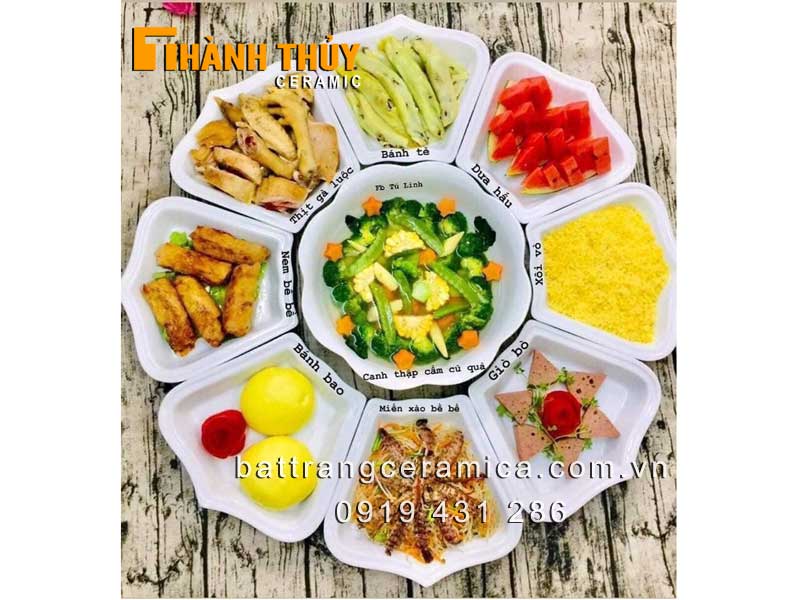 Set bộ đồ ăn hoa Hướng Dương Bát Tràng cao cấp sang trọng giá tốt