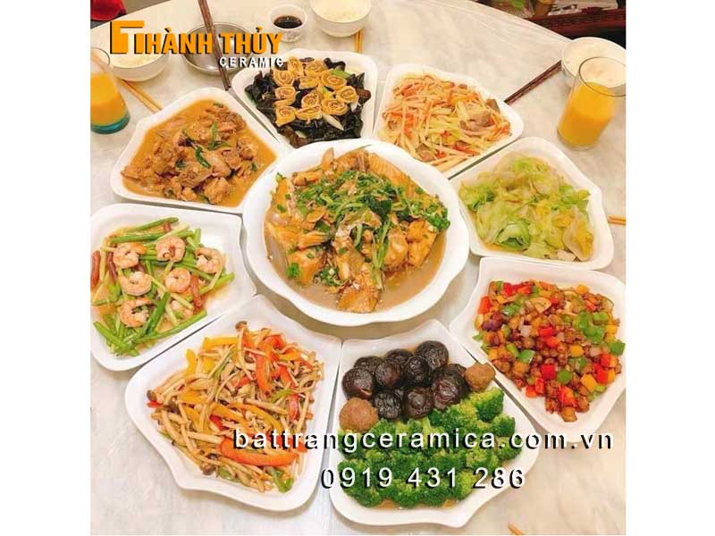 Set bộ đồ ăn hoa Hướng Dương Bát Tràng cao cấp sang trọng giá tốt