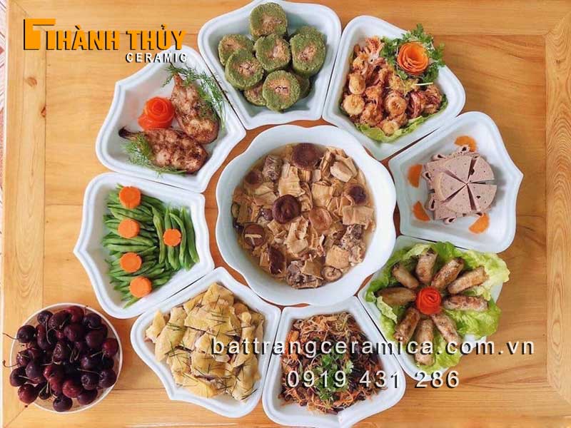 Set bộ đồ ăn hoa Hướng Dương Bát Tràng cao cấp sang trọng giá tốt