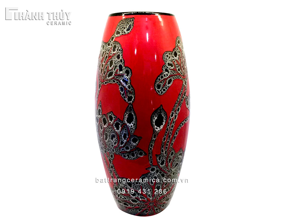 Lọ hoa Bom đỏ vẽ Sen quà tặng đẳng cấp trang trí đẹp Lọ hoa Bom đỏ vẽ Sen quà tặng đẳng cấp trang trí đẹp