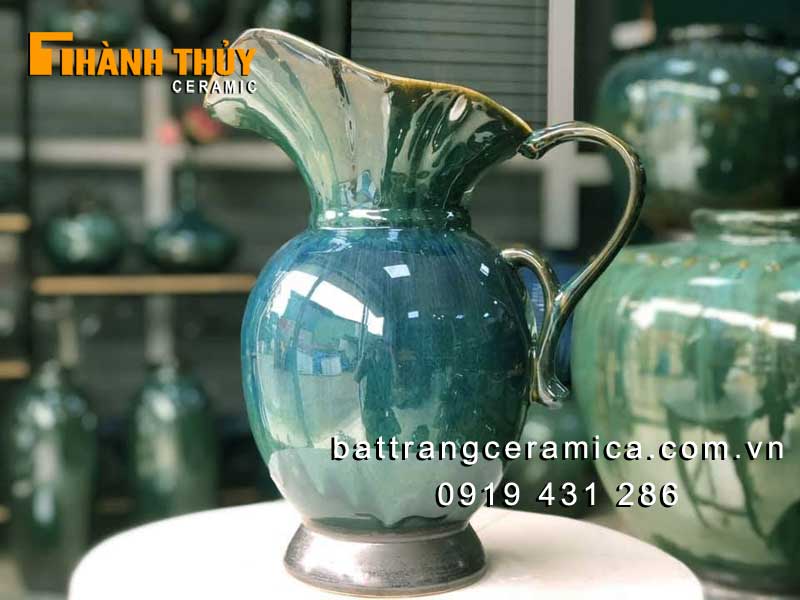 Bình sữa cắm hoa xanh ngọc bích 35cm trang trí nhà đẹp sang trọng